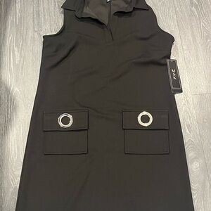 MSK Black Mini Dress with Pocket Accents